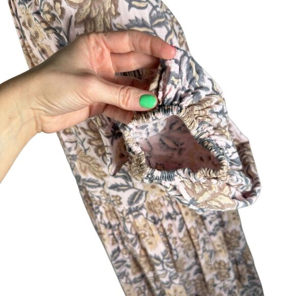 Hannah Artwear Light Pink Ambrosia Floral Print Gauze Midi Dress In Ivy - Picture 9 of 14